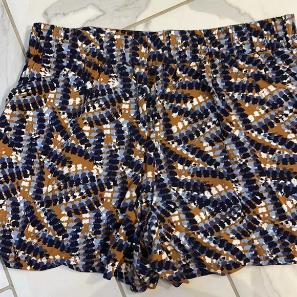 Nine West High Waist Geometric Women's Shorts - Blue, Brown, White - Picture 5 of 5